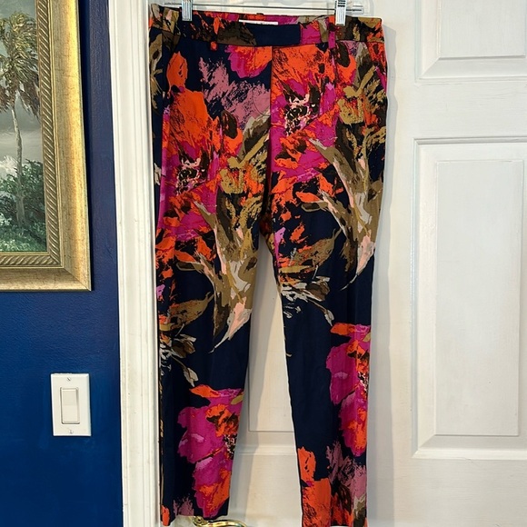 Women’s Trina Turk Floral Rayon Blend Ankle Pants Size 10 - Picture 1 of 10
